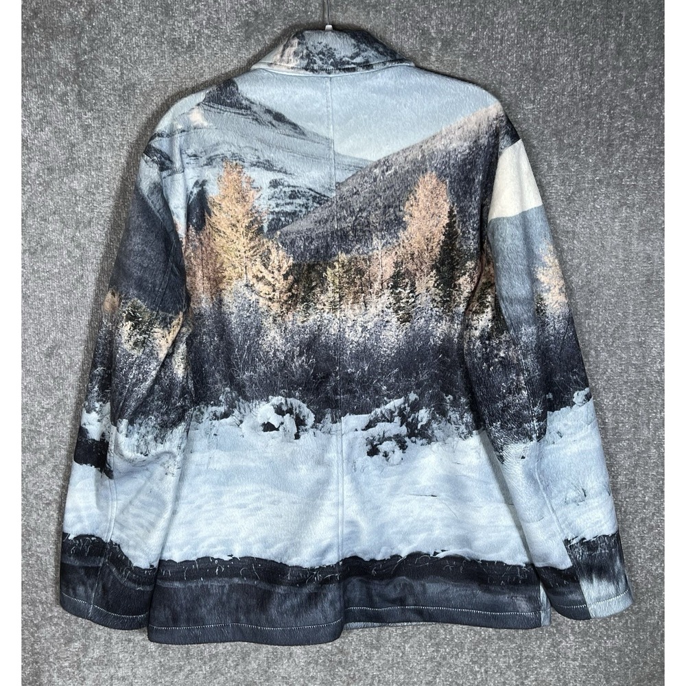 Guess Artistic Landscape AOP Soft Coat Jacket Mens Sz Large Blue Pockets Lined - Picture 2 of 8